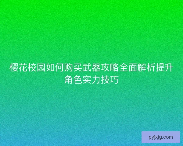 樱花校园如何购买武器攻略全面解析提升角色实力技巧