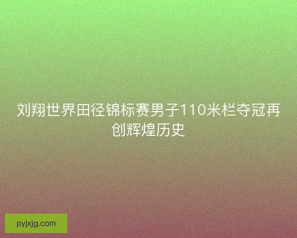 刘翔世界田径锦标赛男子110米栏夺冠再创辉煌历史