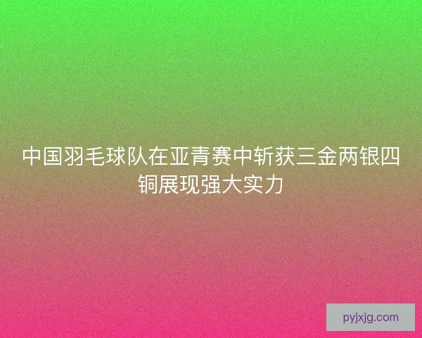 中国羽毛球队在亚青赛中斩获三金两银四铜展现强大实力